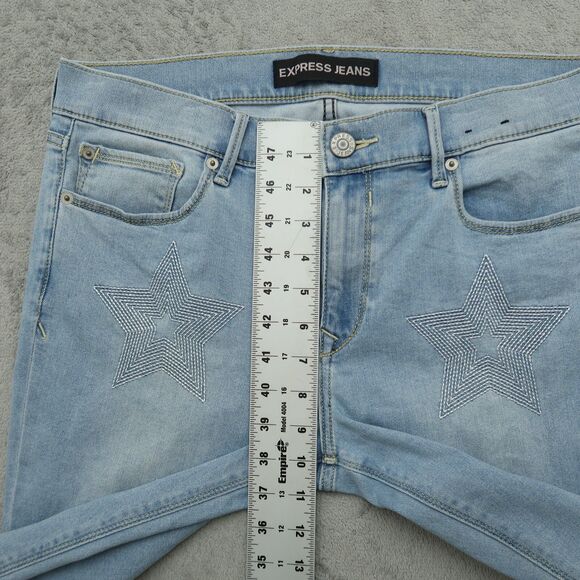 Express Jeans Women's Fits 34x30 (No size Tag) Blue Mid-Rise Legging Denim Pants - Picture 6 of 15